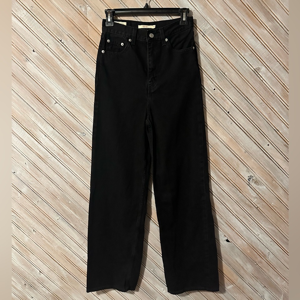 Levi Strauss Black Denim High-Waisted Hip Loose Wide Leg Jeans